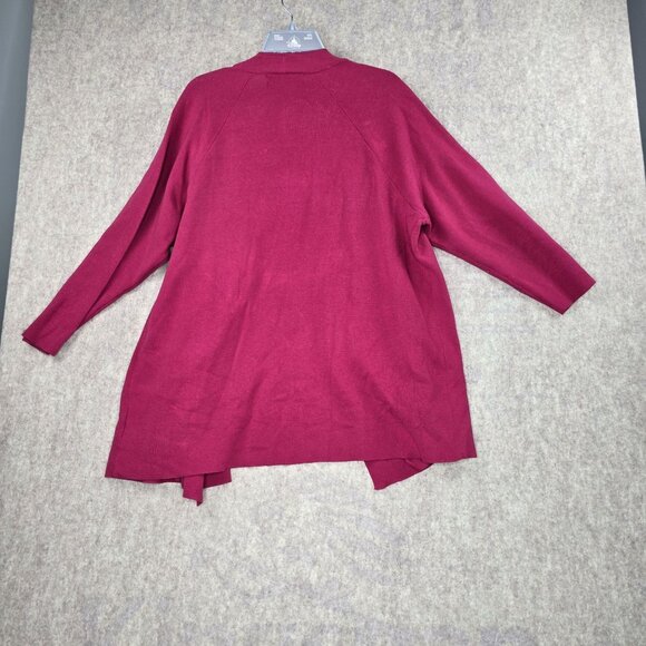 Kasper Womens Open Front Cardigan 2X Zipper Pockets 3/4 Sleeves Fuchsia - Picture 2 of 7